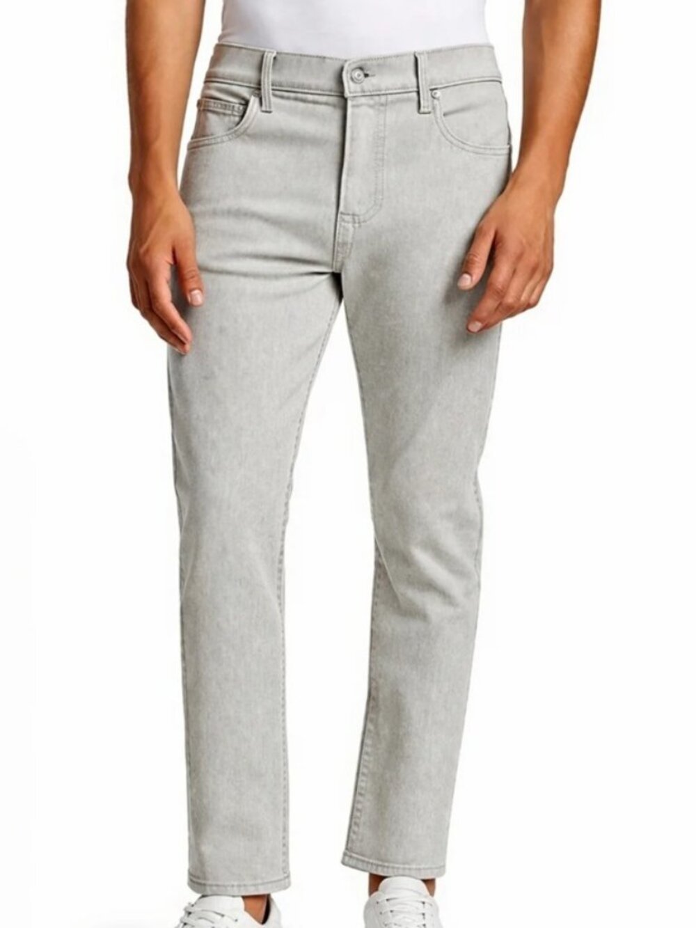 7 For All Mankind Adrien slim straight tapered jeans light grey men's size 31